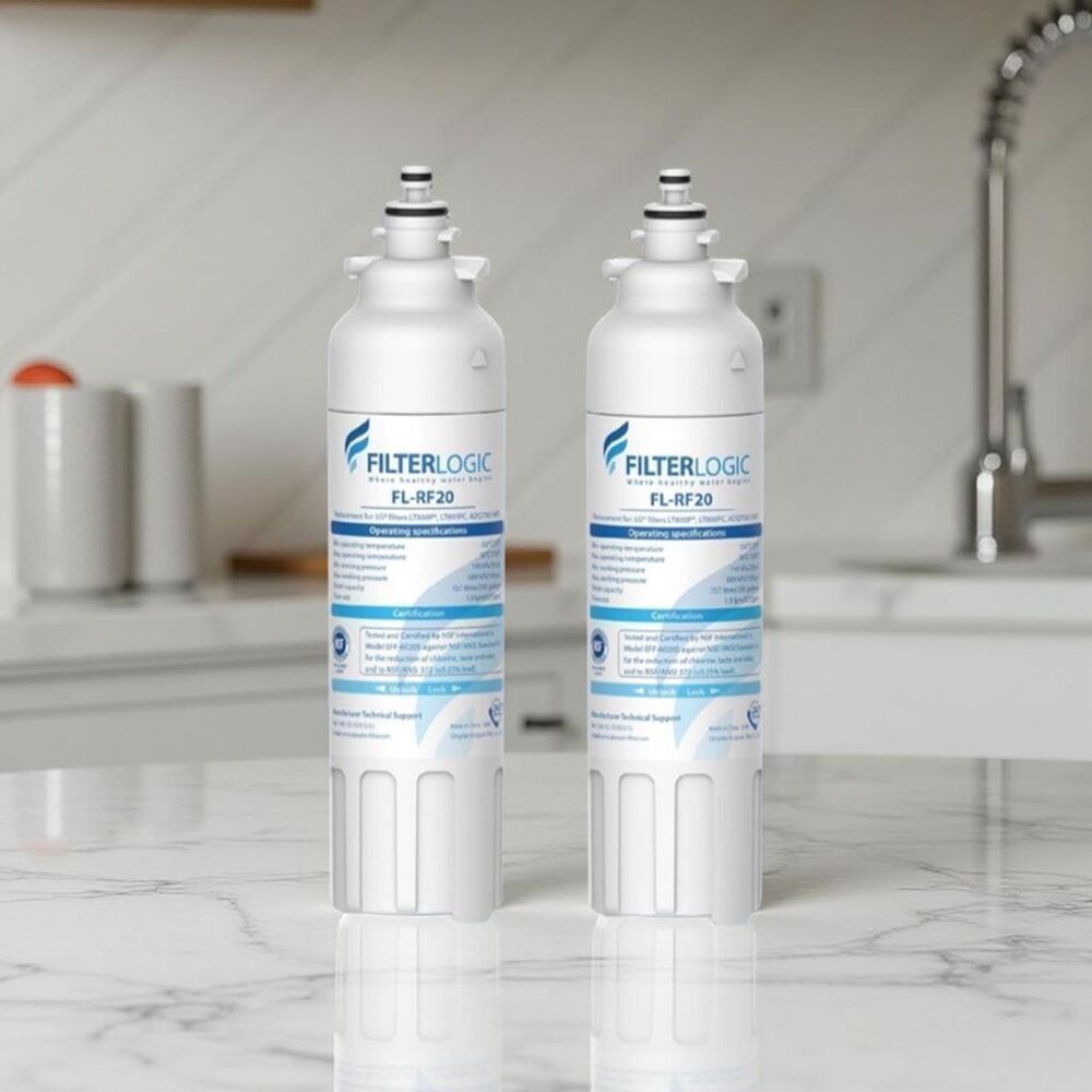 2 Filterlogic ADQ73613401 Refrigerator Water Filter, Replacement for LG® Sealed